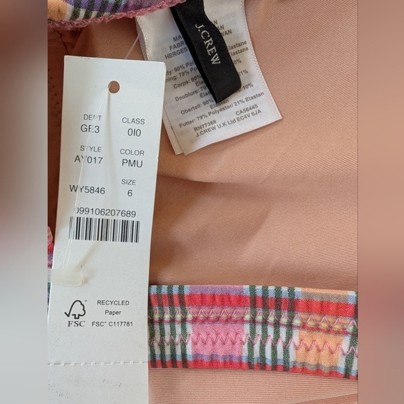 J. Crew Colorful Plaid Madras One-Piece Swimsuit sz 6 NWT - Picture 8 of 10